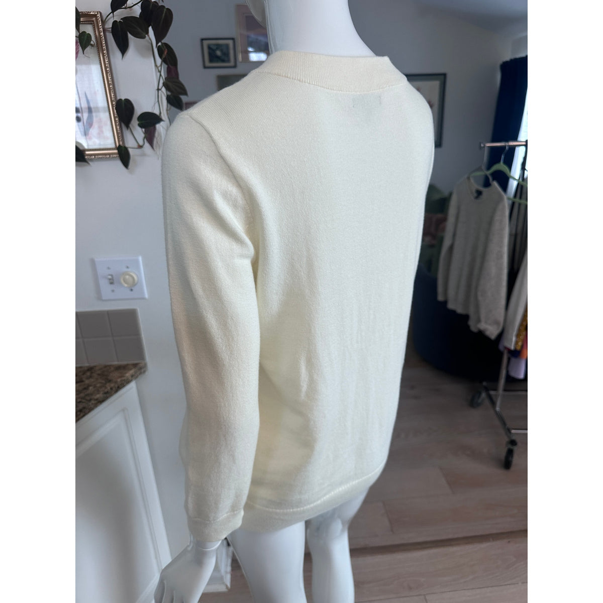 J.Crew Mercantile Cream Black Bow Neck Long Sleeve Sweater