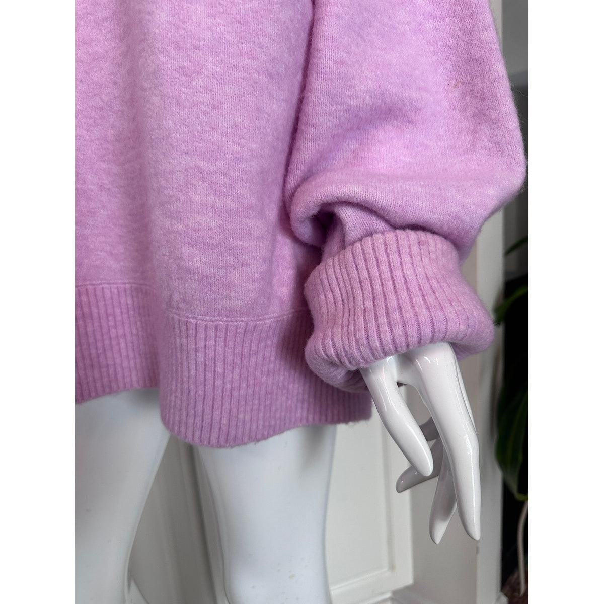 Pilcro Anthropologie Lavender Oversized Crew Neck Knit Sweater with Ribbed Hem