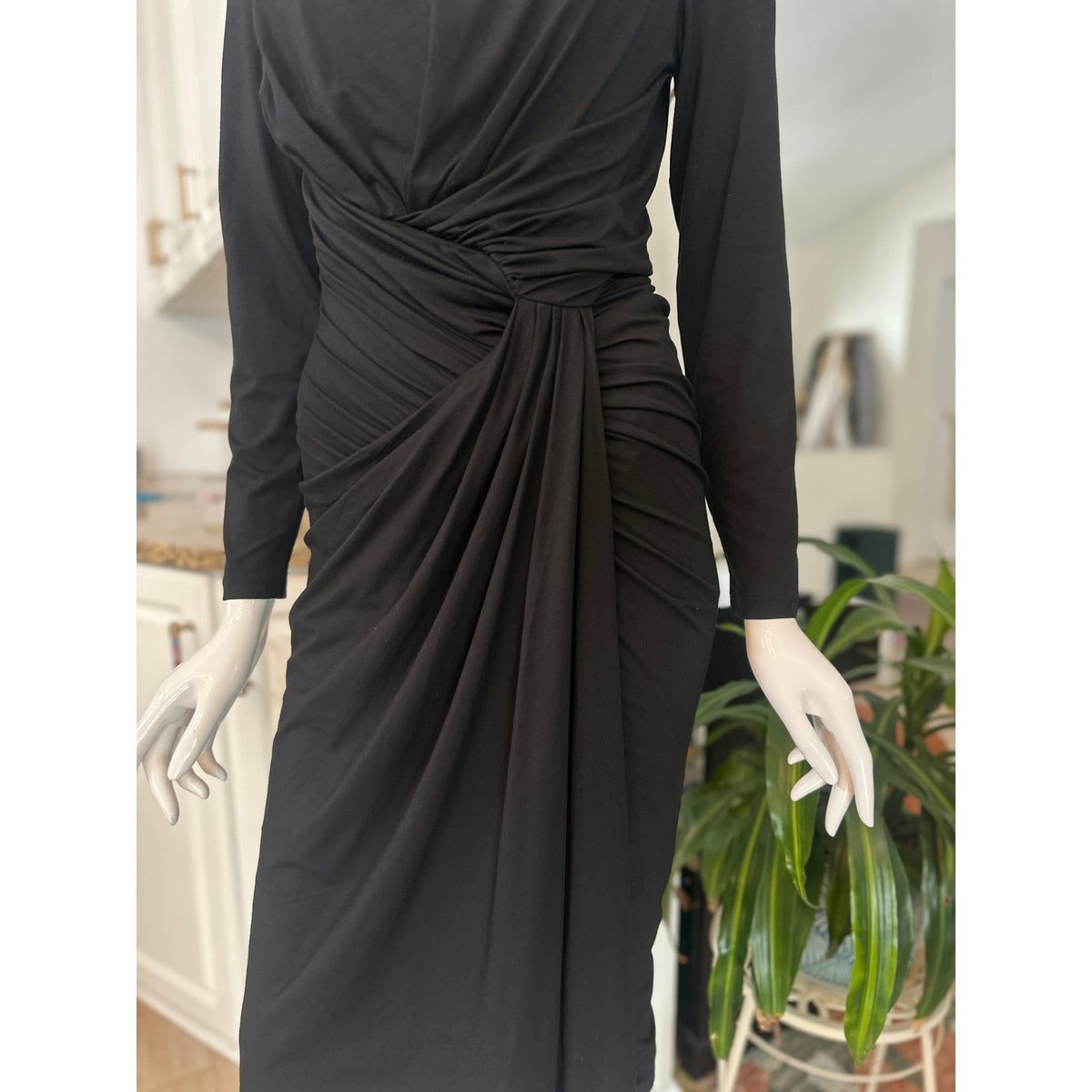 M.M. LAFLEUR Keiko Black Draped Boat Neck Sheath Dress Size M NWT