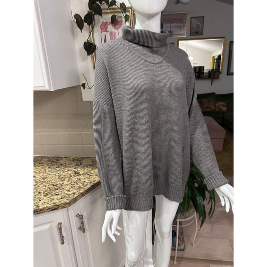 lululemon Pima Cotton Yak Ribbed Turtleneck Sweater Heather Gray XL
