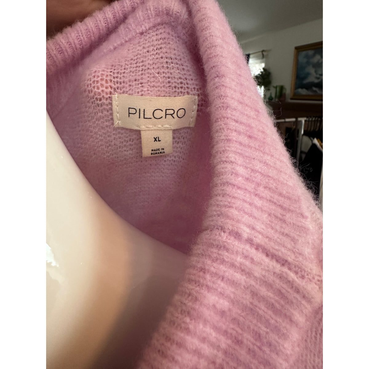 Pilcro Anthropologie Lavender Oversized Crew Neck Knit Sweater with Ribbed Hem