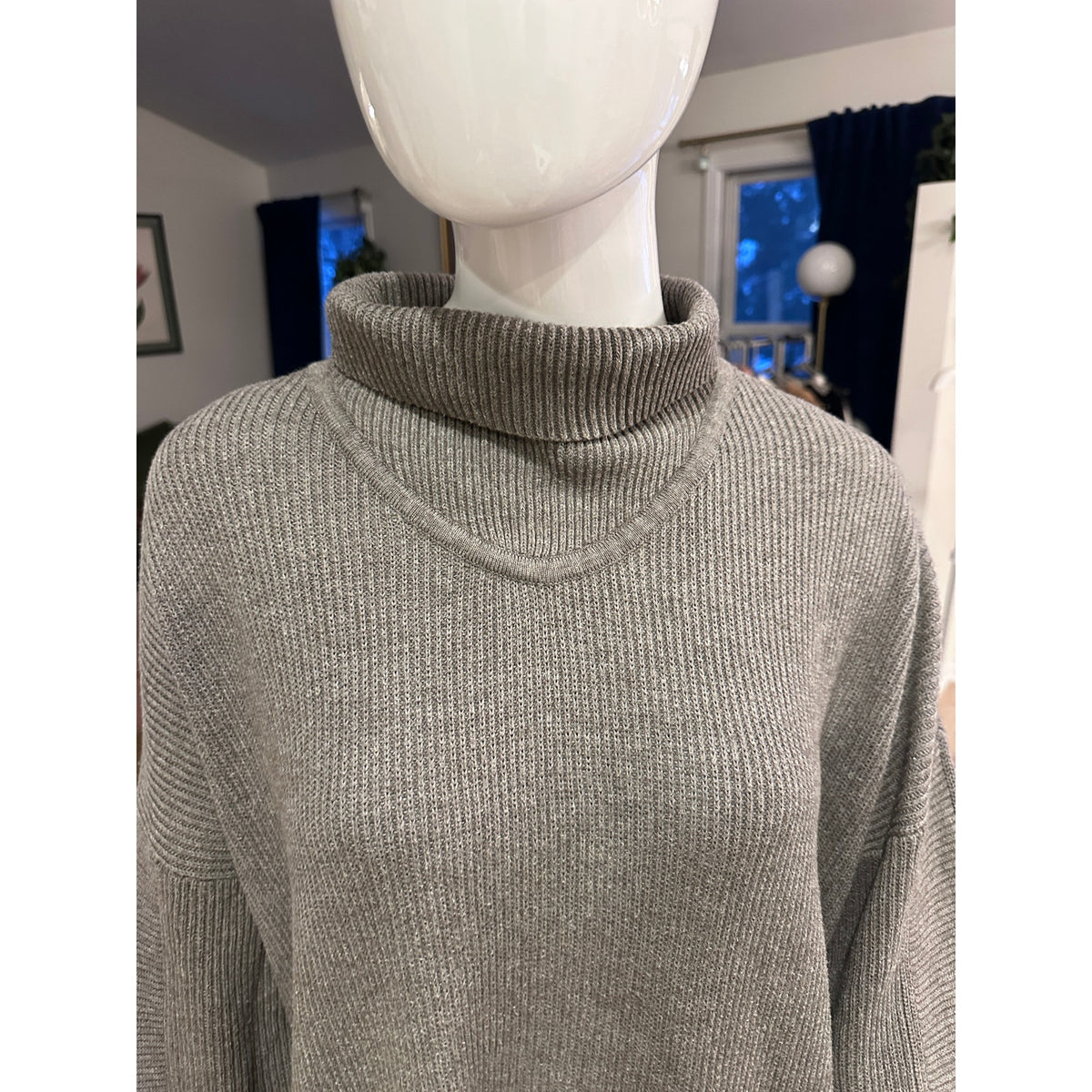 lululemon Pima Cotton Yak Ribbed Turtleneck Sweater Heather Gray XL