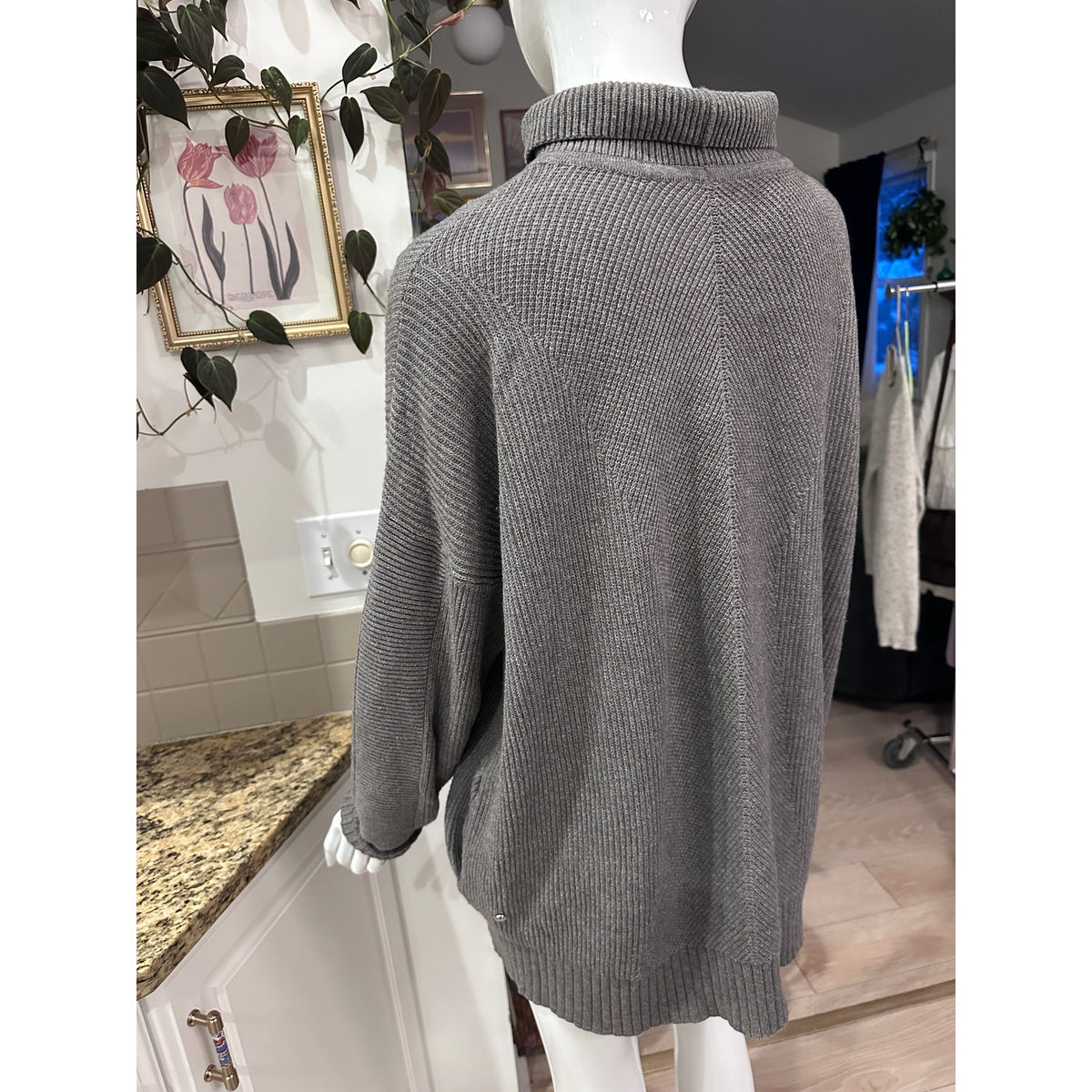 lululemon Pima Cotton Yak Ribbed Turtleneck Sweater Heather Gray XL