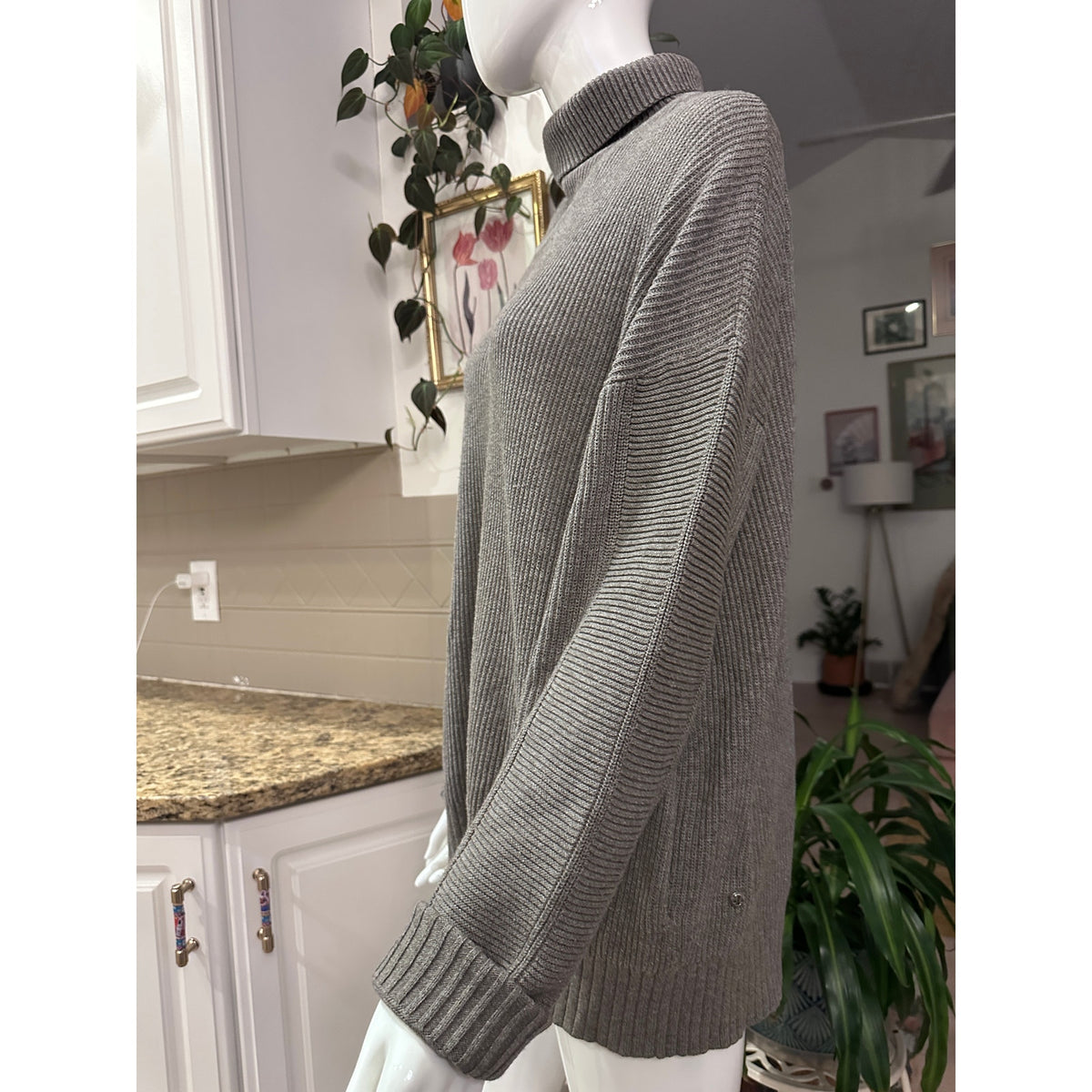 lululemon Pima Cotton Yak Ribbed Turtleneck Sweater Heather Gray XL