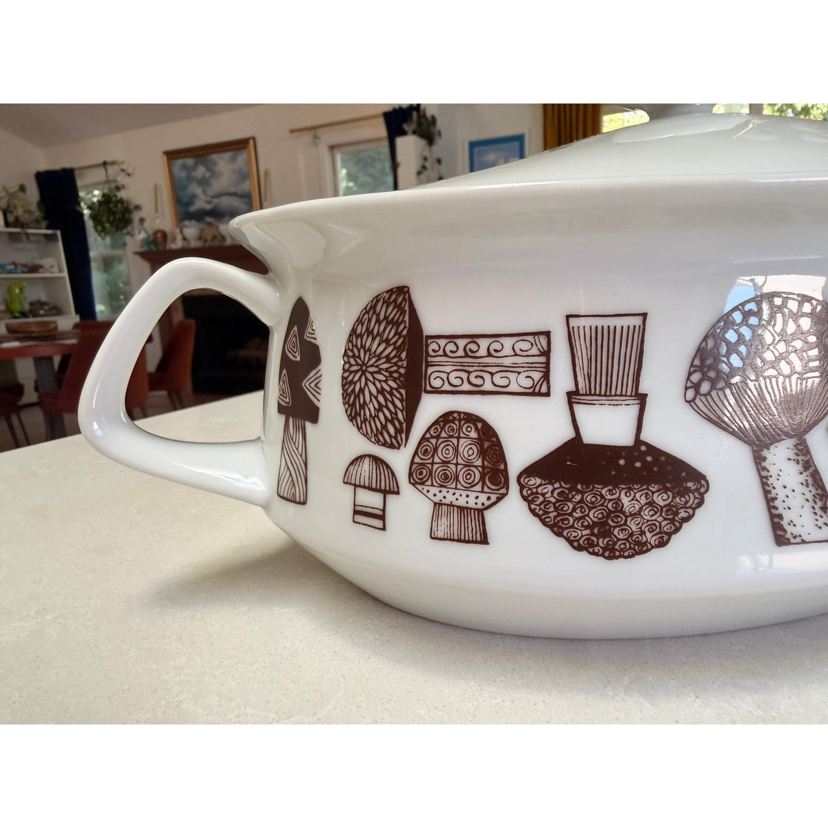 Vintage Arabia Finland Large Mushroom Motif Casserole Dish with Lid - Kaj Franck