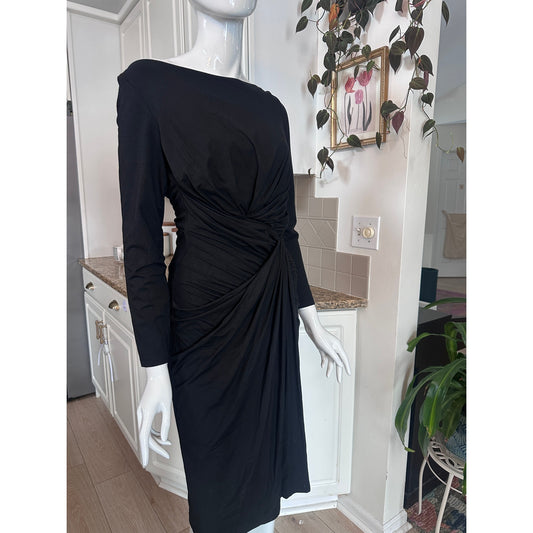 M.M. LAFLEUR Keiko Black Draped Boat Neck Sheath Dress Size M NWT