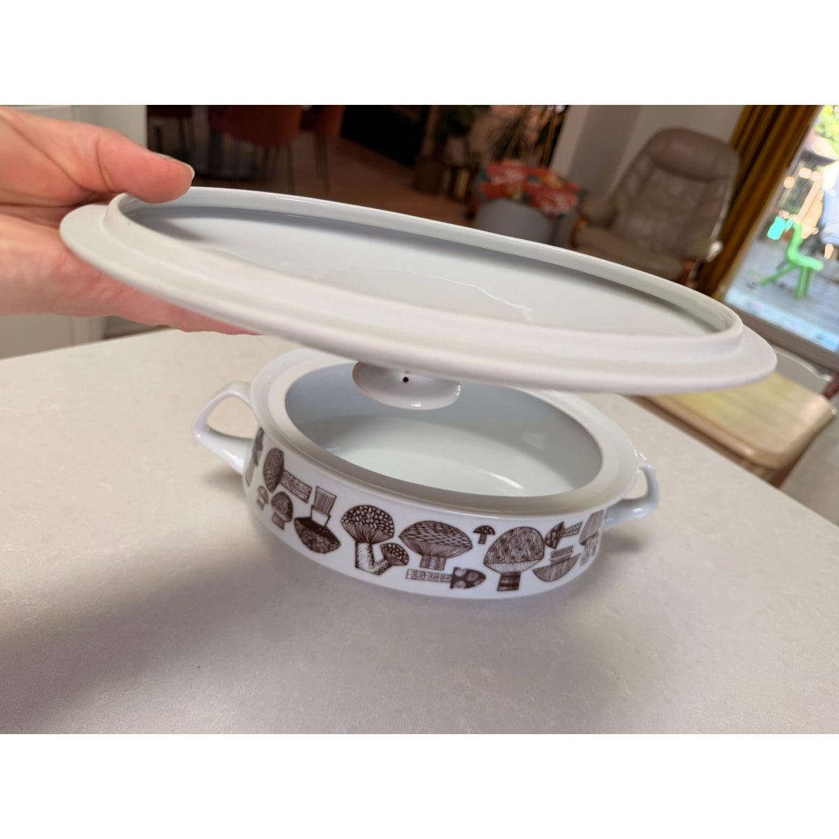 Vintage Arabia Finland Large Mushroom Motif Casserole Dish with Lid - Kaj Franck