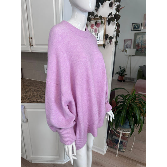 Pilcro Anthropologie Lavender Oversized Crew Neck Knit Sweater with Ribbed Hem
