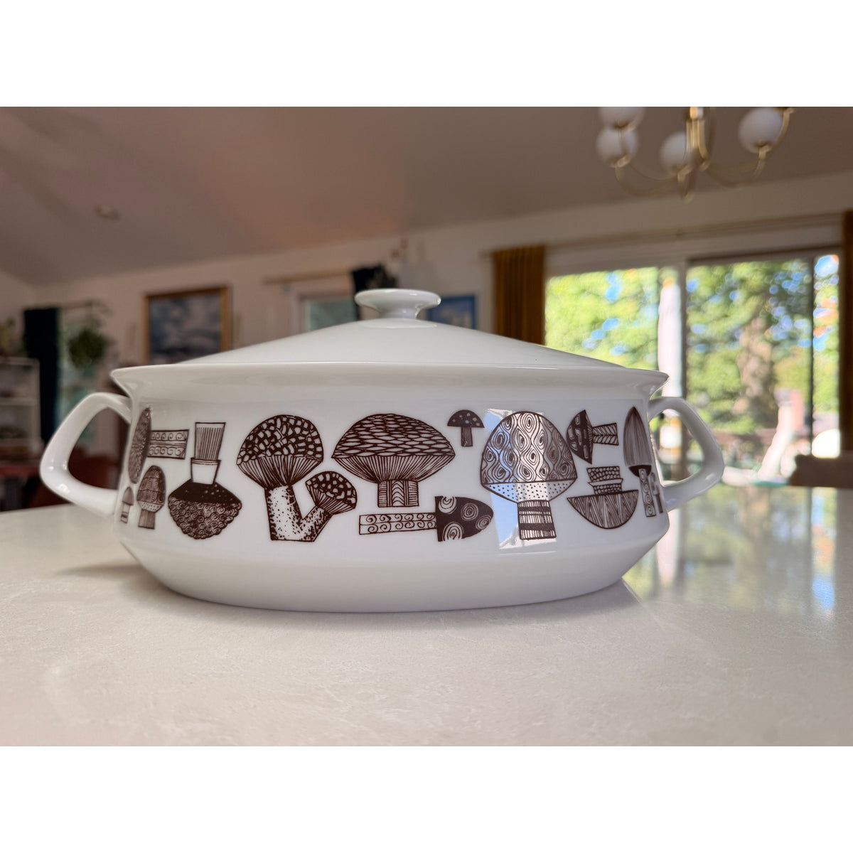 Vintage Arabia Finland Large Mushroom Motif Casserole Dish with Lid - Kaj Franck